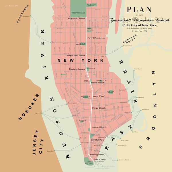 New York City Subway planned system map, 1865