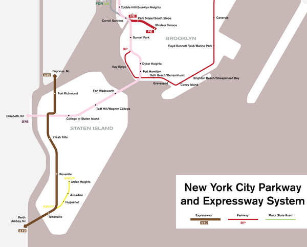 New York City parkway and expressway system map
