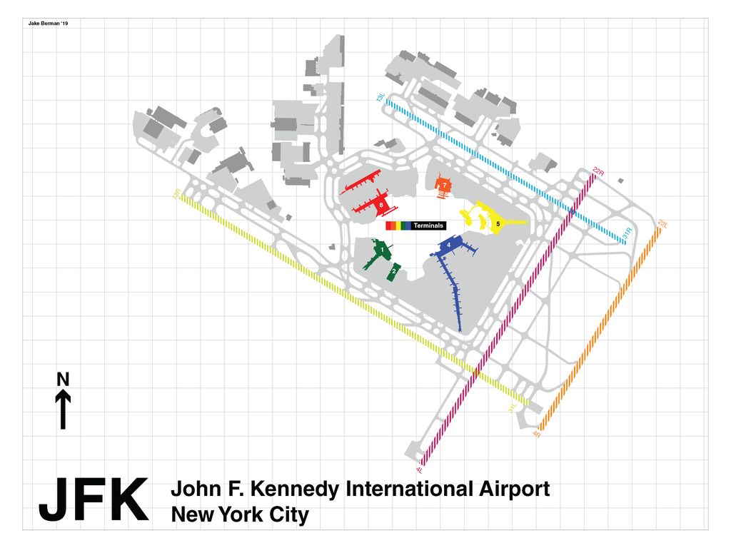 JFK Airport, New York City map – 53 Studio