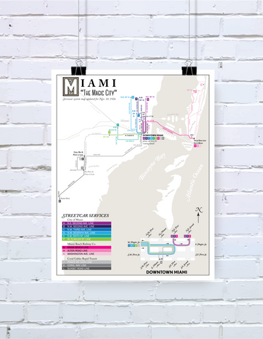 Miami streetcar system map, 1926