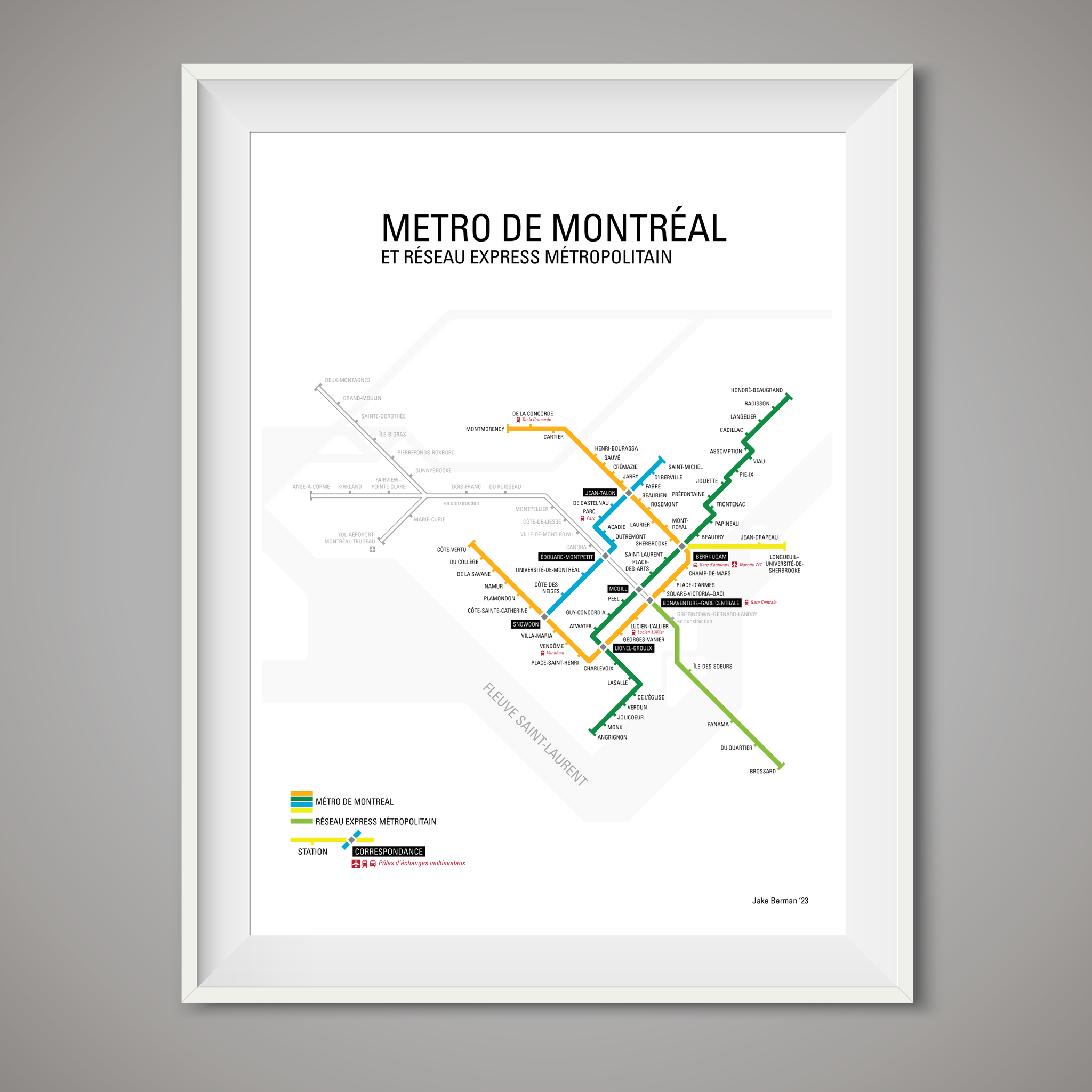Montreal Metro map print