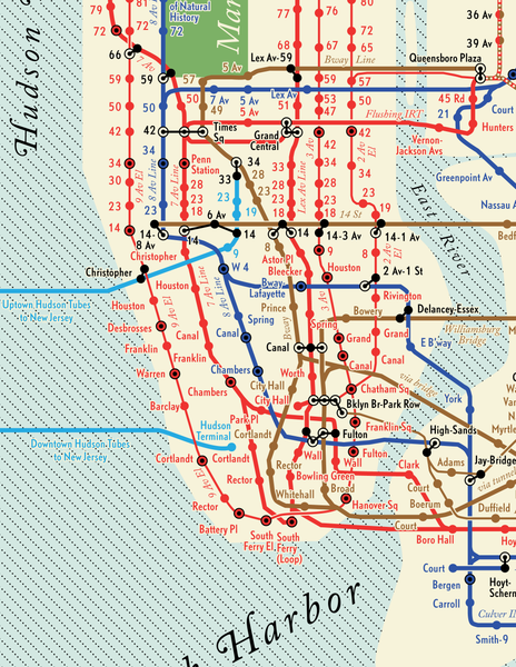 New York City Subway map print, 1939