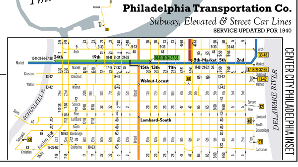 Philadelphia Transportation Co. trolley, subway, and elevated system, 1940