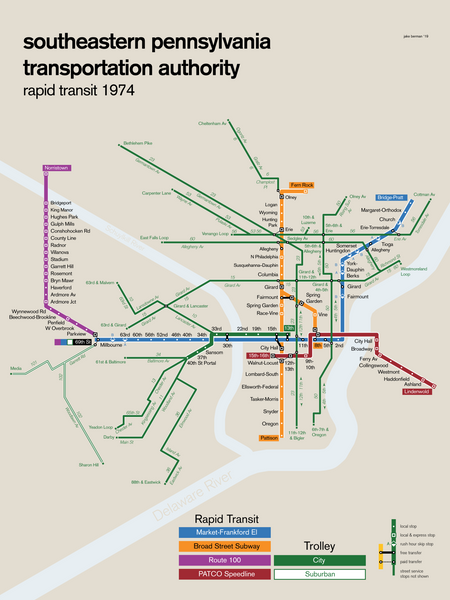 Philadelphia SEPTA rapid transit system, 1974