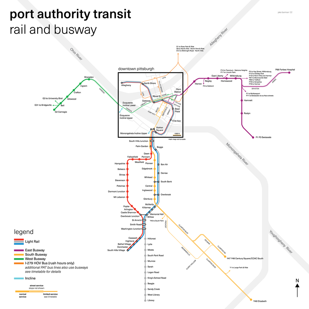 Pittsburgh Rta Map Pittsburgh light rail and busway system, 2022 – 53 Studio