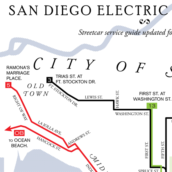San Diego Electric Railway system map, 1918