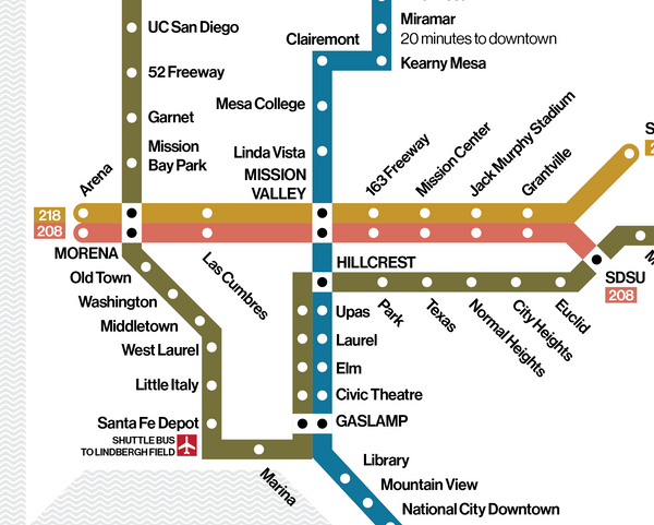 San Diego subway proposal map print, 1975