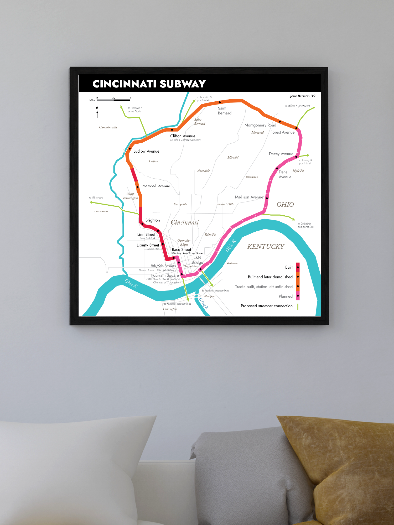 Cincinnati subway map print