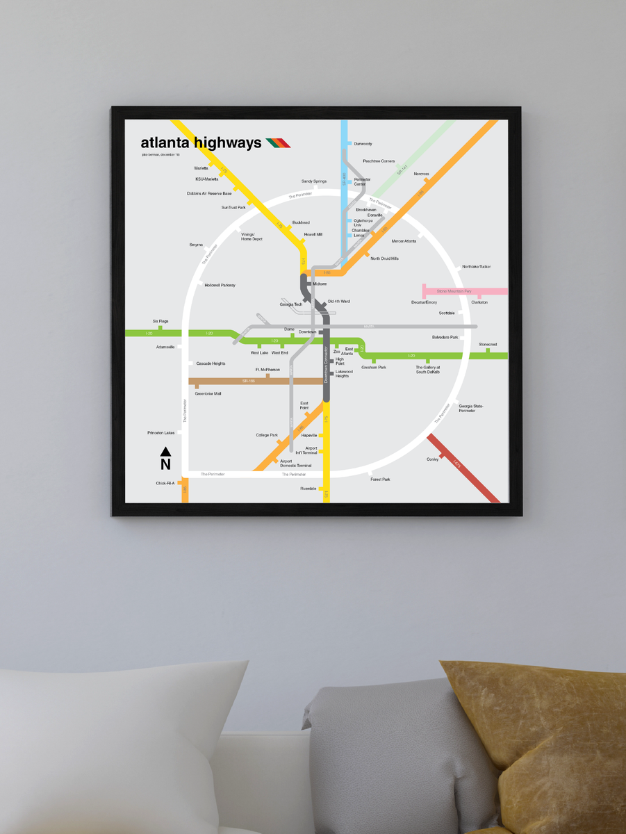 Atlanta freeway map print – 53 Studio