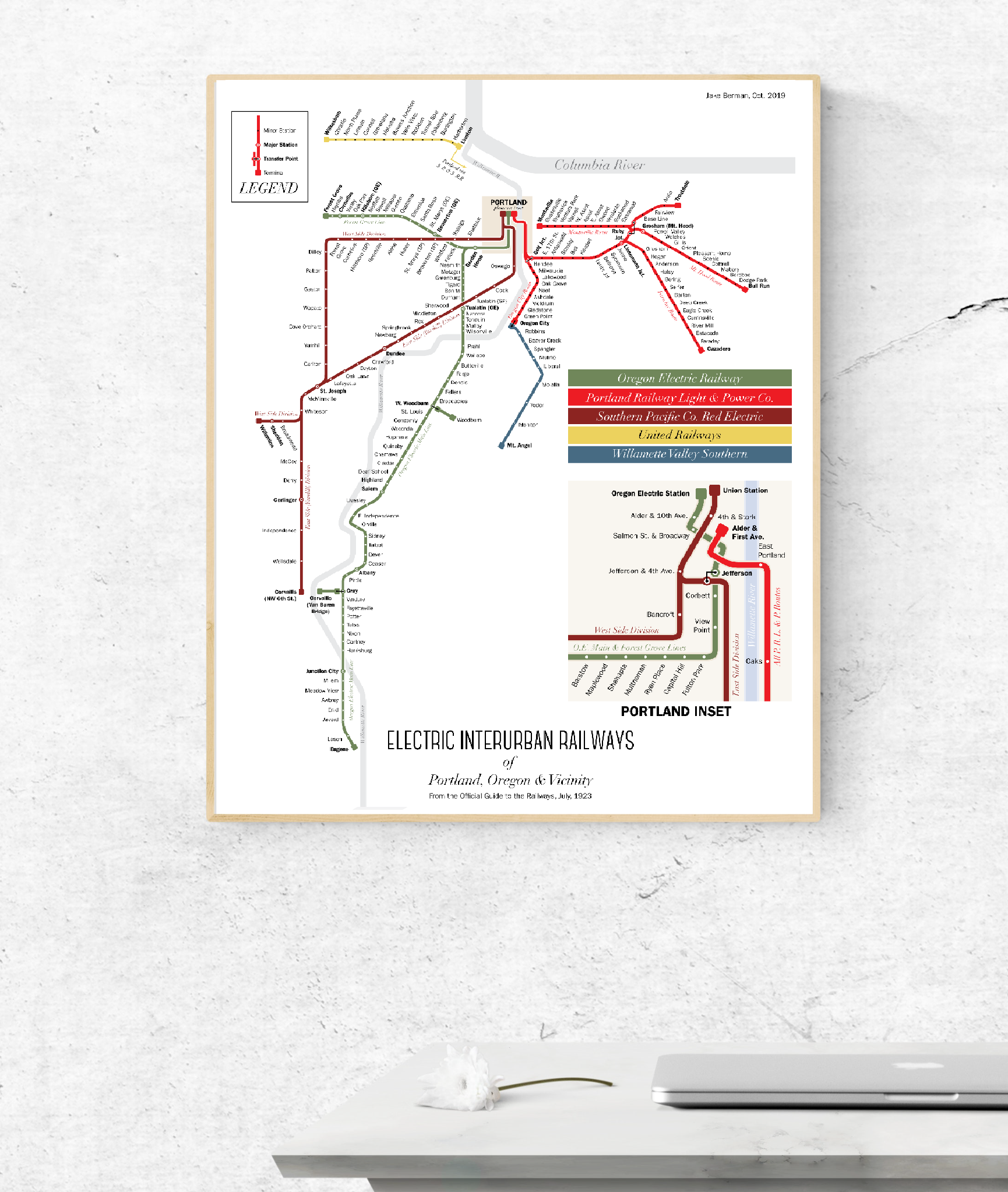 Portland light rail system map, 1923