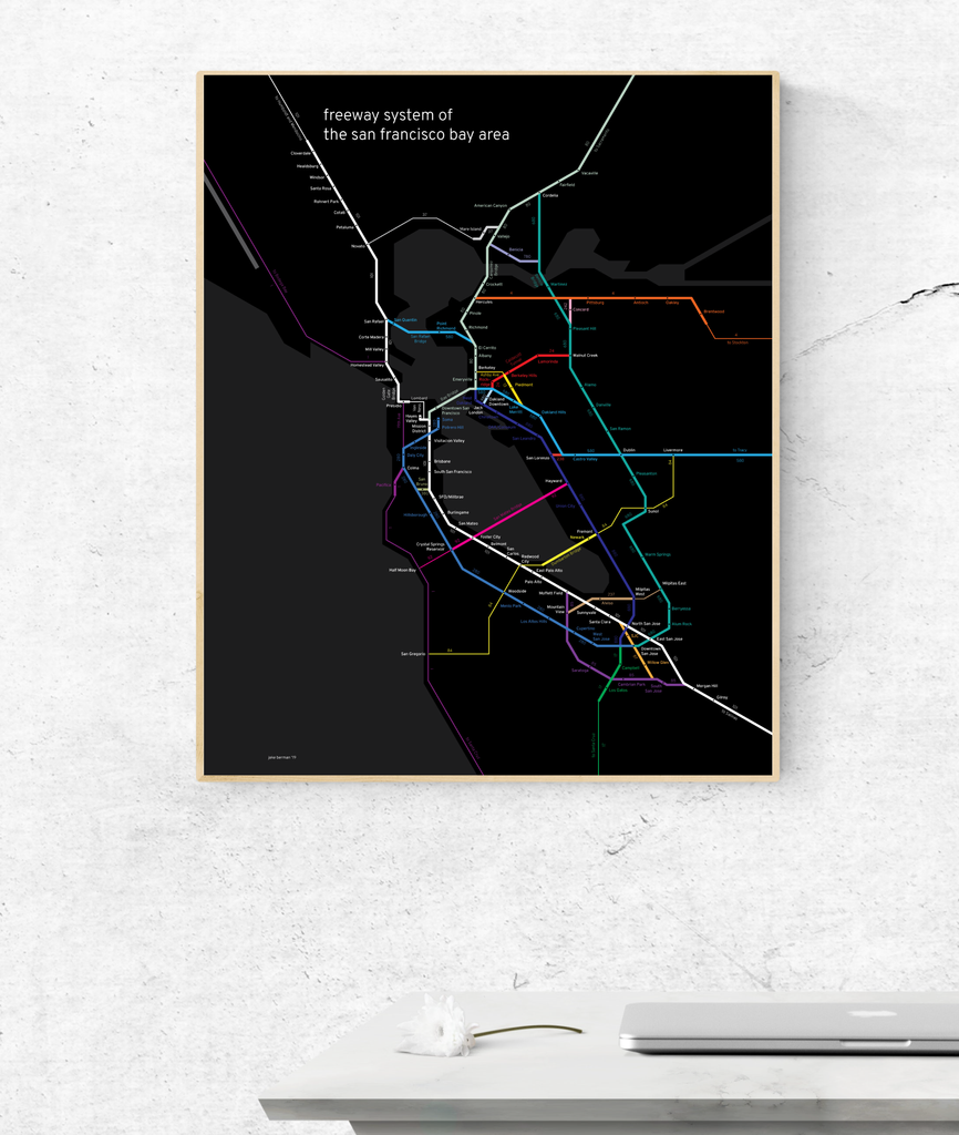 San Francisco Bay Area freeway system map – 53 Studio