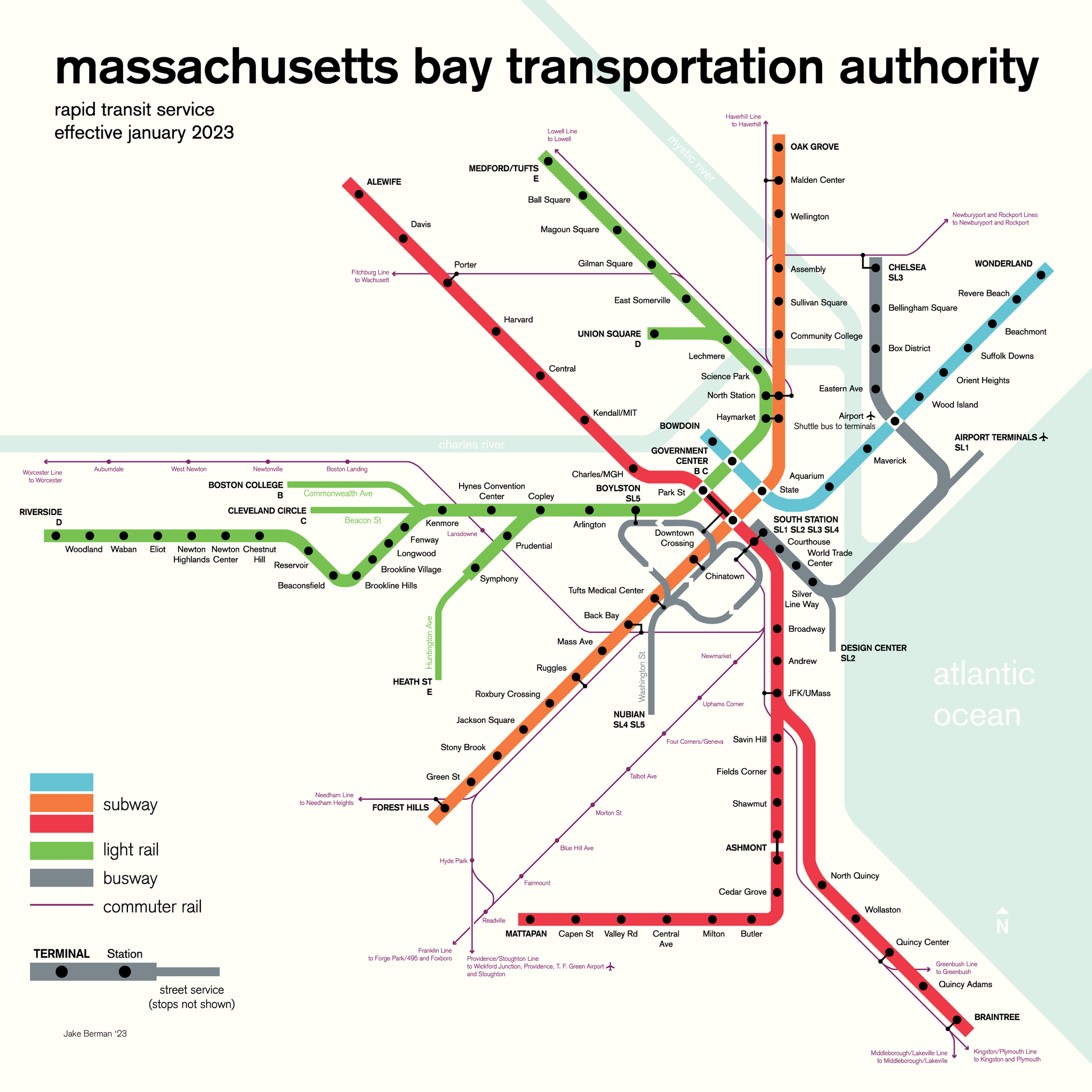 Boston MBTA subway map, 2023 – 53 Studio