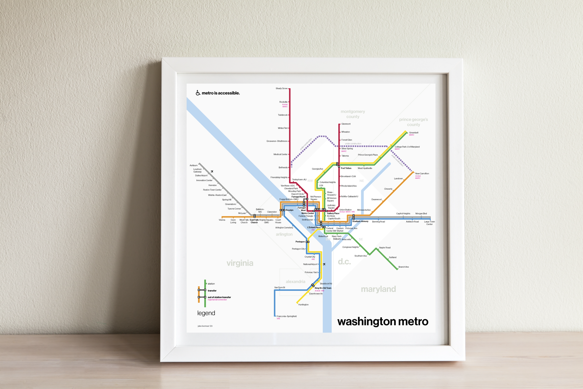Washington Metro map print